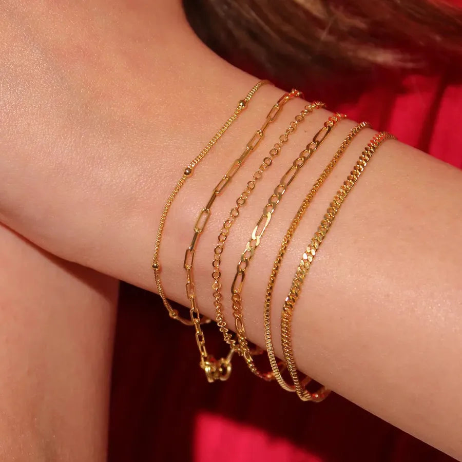 Gold Plated Figaro Chain Bracelet for Women