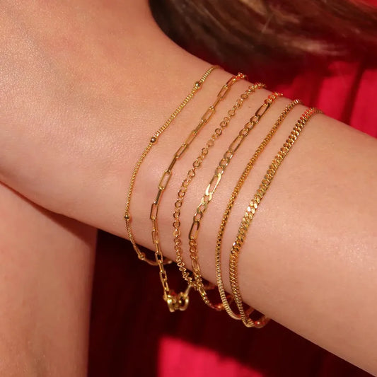 Gold Plated Figaro Chain Bracelet for Women
