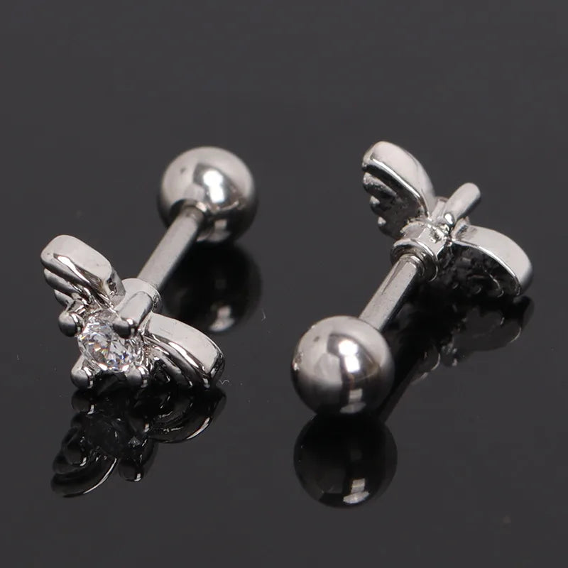 Gold Wing Zircon Stainless Steel Earring