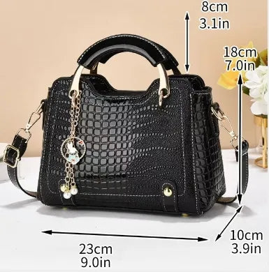 Crocodile Pattern Leather Shoulder Bag