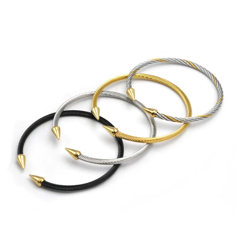 Gold Titanium Steel Wire Rope Bracelet