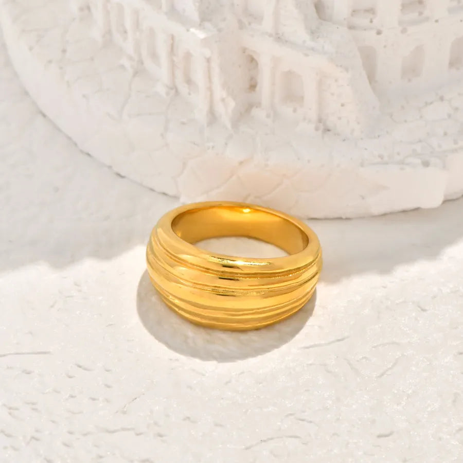 18K Gold Plated Hollow Chain Zircon Ring Gold 3