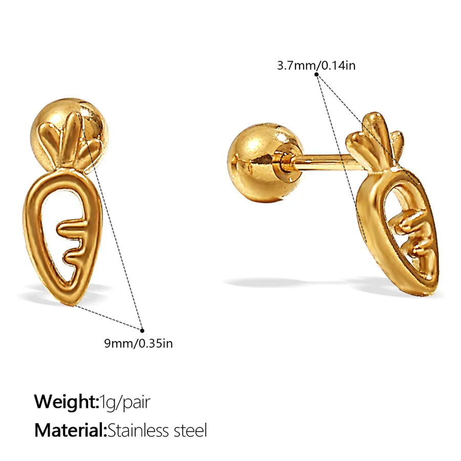 Gold Plated Stainless Steel Bear Earrings EH1204G Piercing Earrings