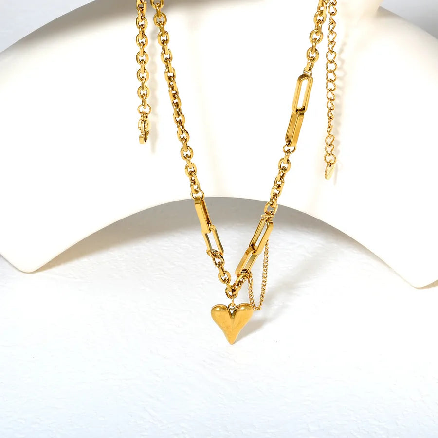 Gold Heart Pendant Necklace – Stainless Steel