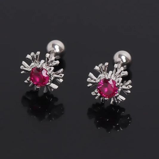 Sweet Pink Diamond Stainless Steel Stud Earrings