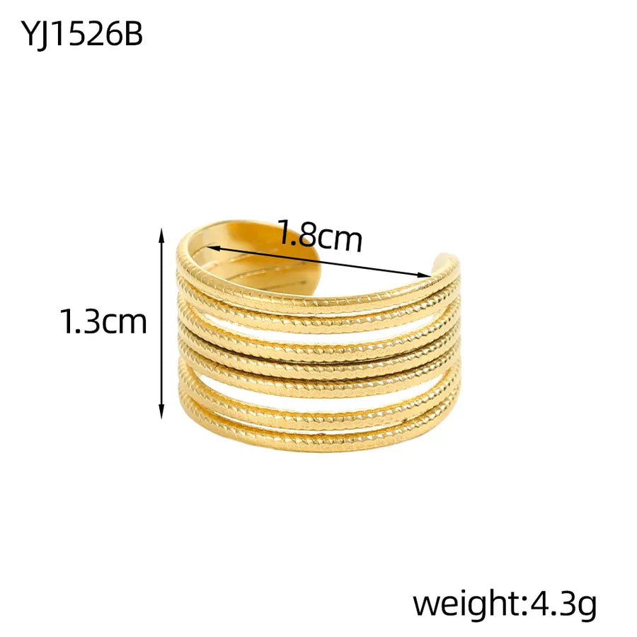Geometric Titanium Steel Open Ring in 14K/18K Gold One Size YJ1526B 9*9*1