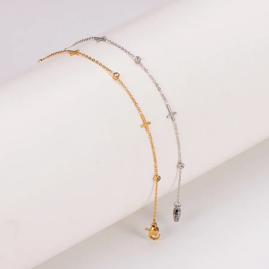 Gold Cross Stainless Steel Anklet for Women