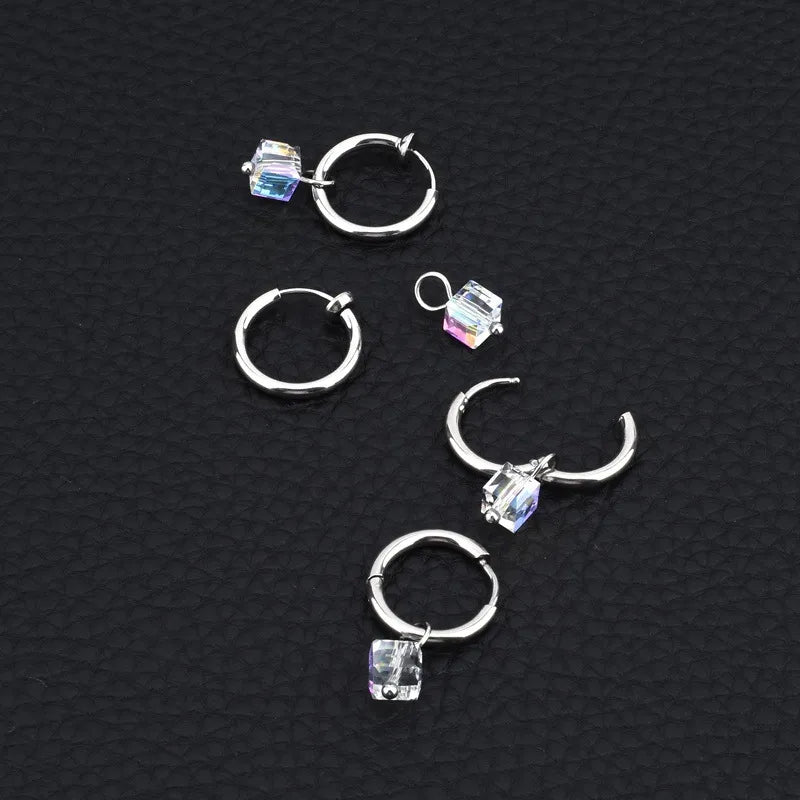 Unisex Geometric Titanium Steel Hoop Earrings