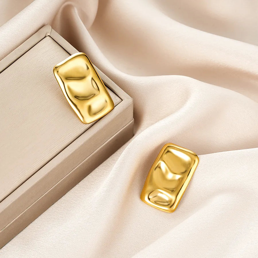 Irregular 18K Gold Plated Stainless Steel Earrings E1372-A (Gold Stud Earrings Pairs)