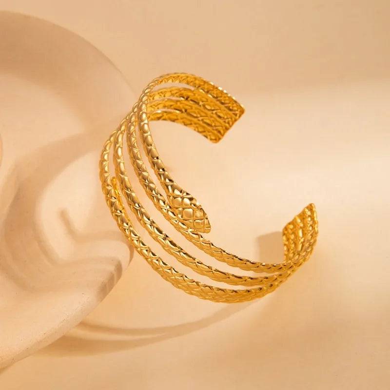 Adjustable Textured Titanium Steel Bangle