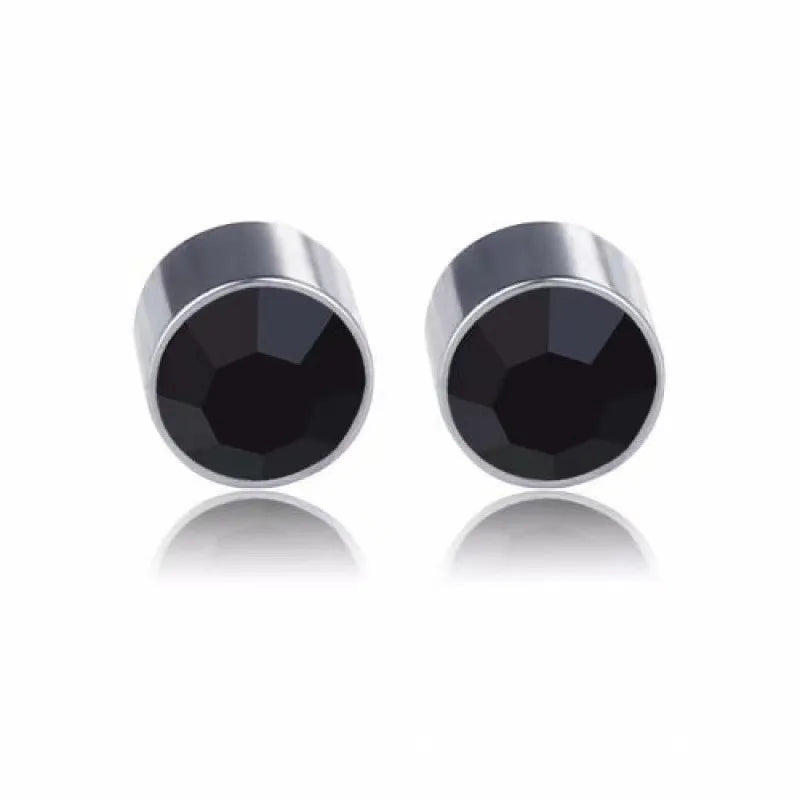 Magnetic Clip-On Geometric Ear Studs Black (1 Pair) 6mm