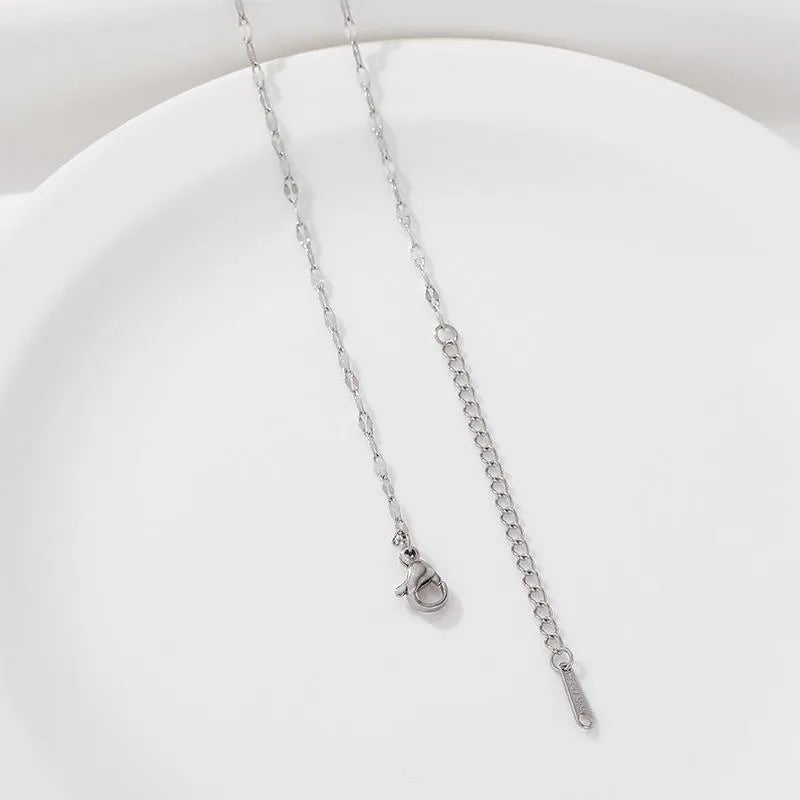 Unisex Titanium Steel Snake Chain Necklace Steel Color 1.8 Lip Chain Necklace 1 Piece with Extension Chain