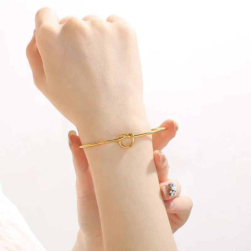 Knotted Bead 18K Gold Stainless Steel Bracelet