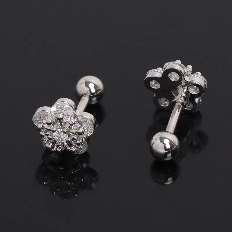 Gold Plated Stainless Steel Flower Stud Earrings