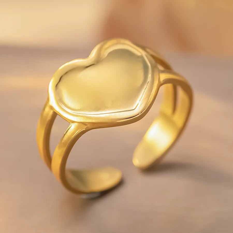 Heart-Shaped Titanium Steel Adjustable Ring K253 Gold Ring Adjustable