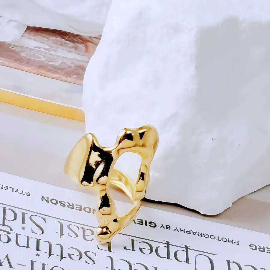 Gold Bamboo Titanium Steel Open Ring Adjustable Opening Golden Hydraulic J67