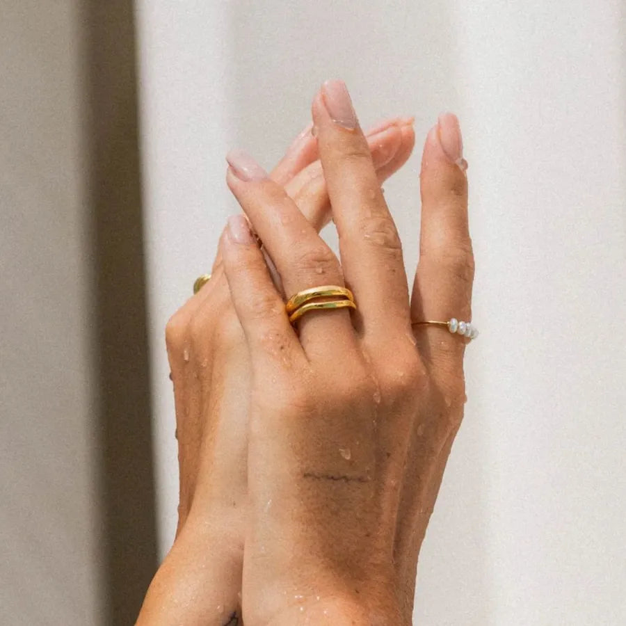 Wavy Edge 18K Gold Plated Stainless Steel Ring