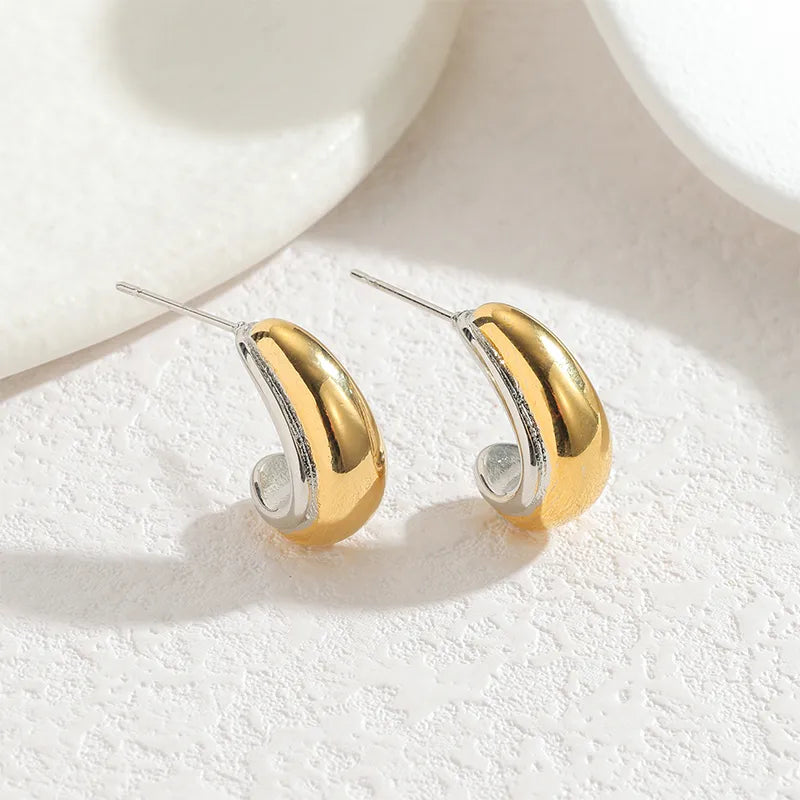 Gold-Plated Stainless Steel Geometric Hoop Earrings