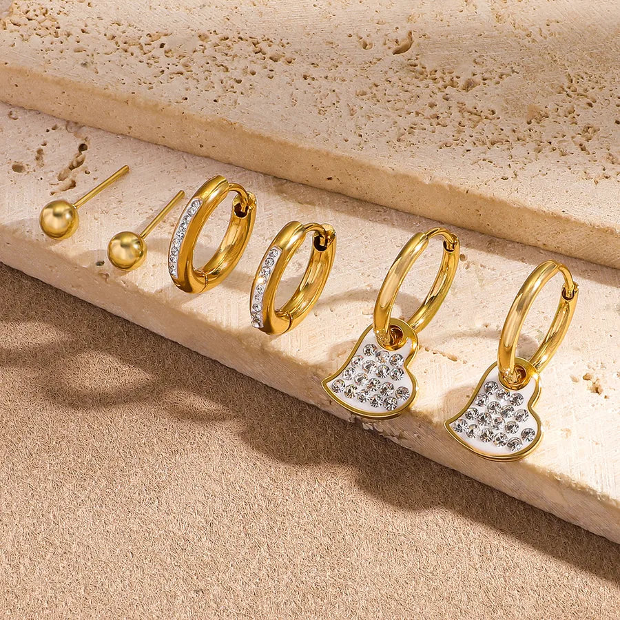 Gold Plated Heart Earrings Set – 3 Pairs