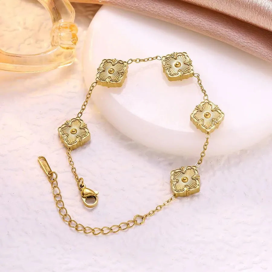 Gold Plated Rhombus Stainless Steel Bracelet