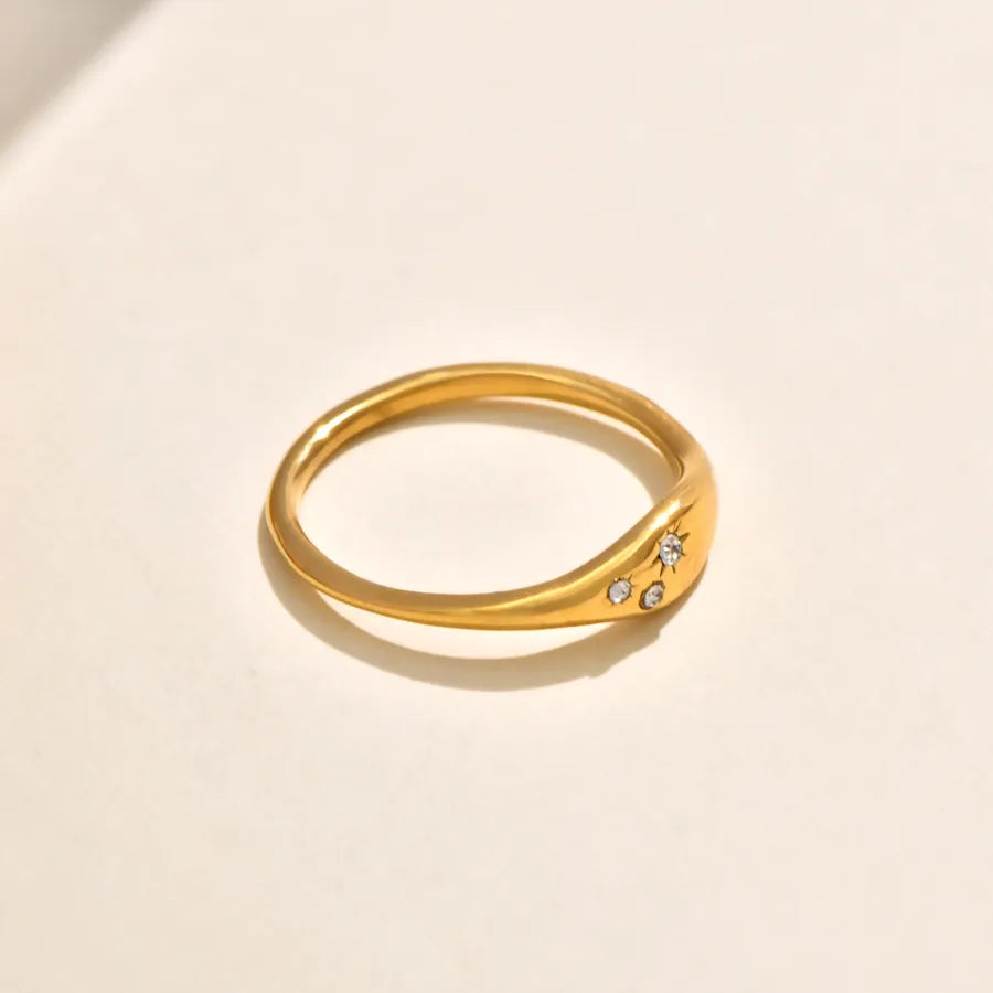 Gold Plated Geometric Wave Zirconia Ring