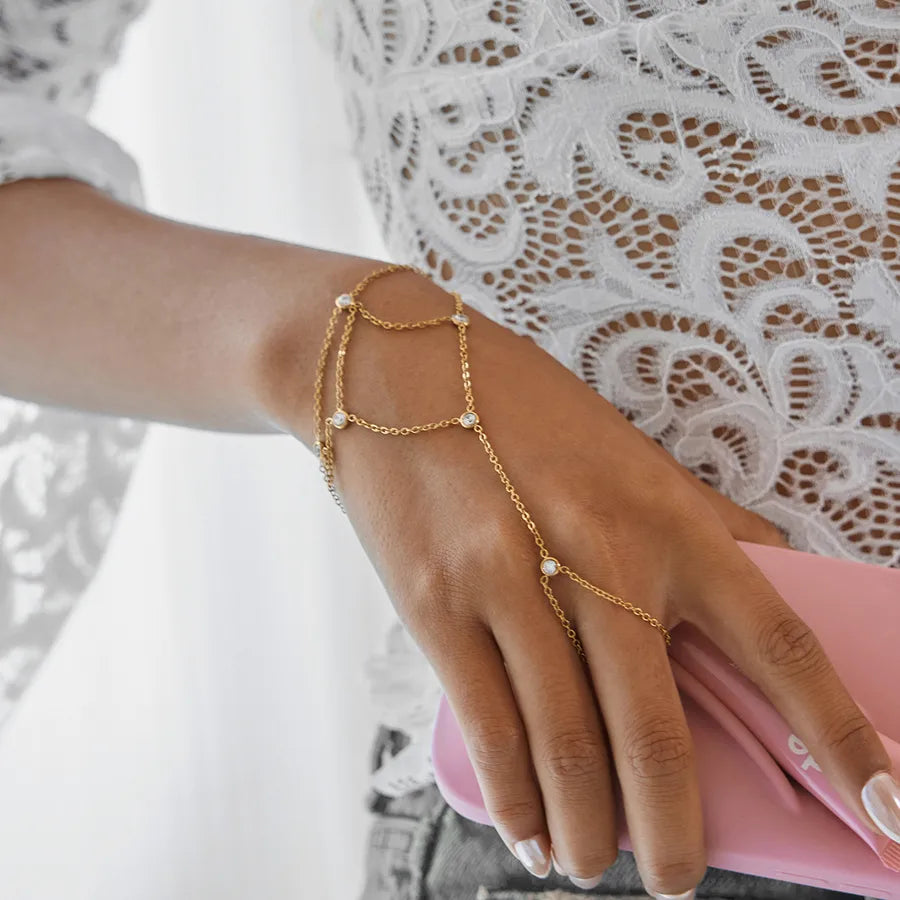 18K Gold Plated Tassel Finger Bracelet