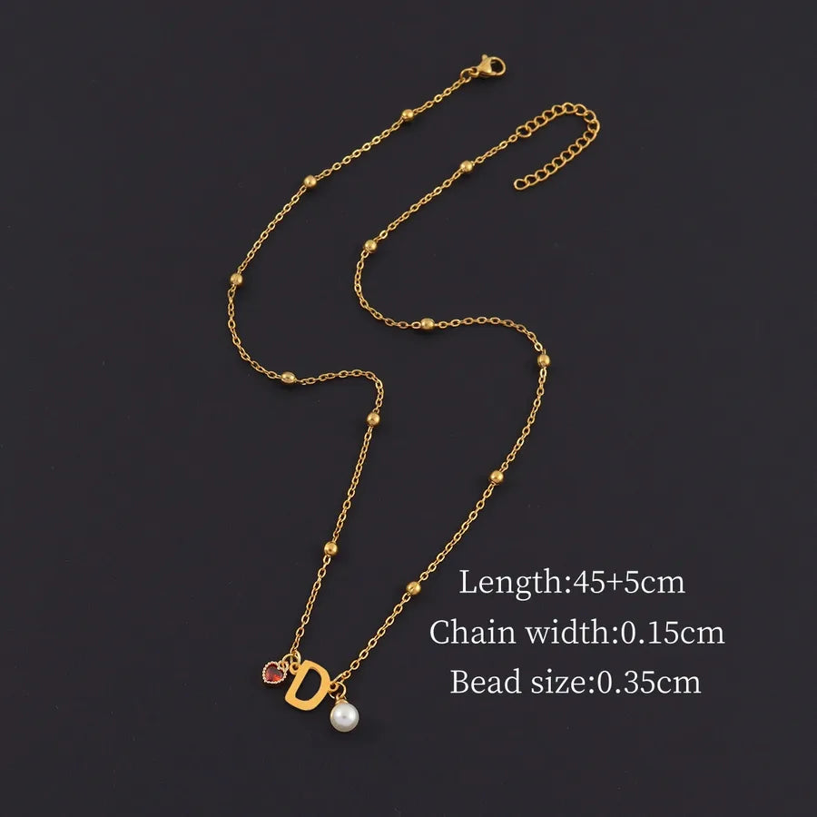 18K Gold Plated Heart & Letter Pendant Necklace Gold D