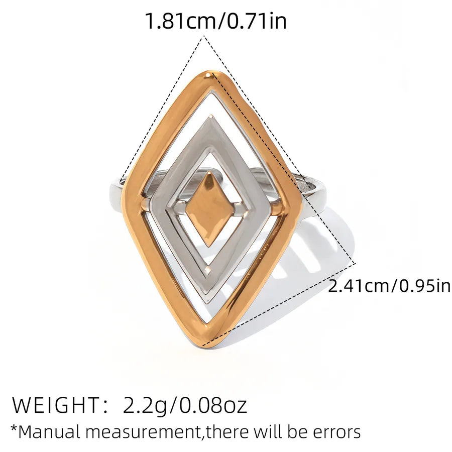 Geometric Adjustable 18K Gold Stainless Steel Ring