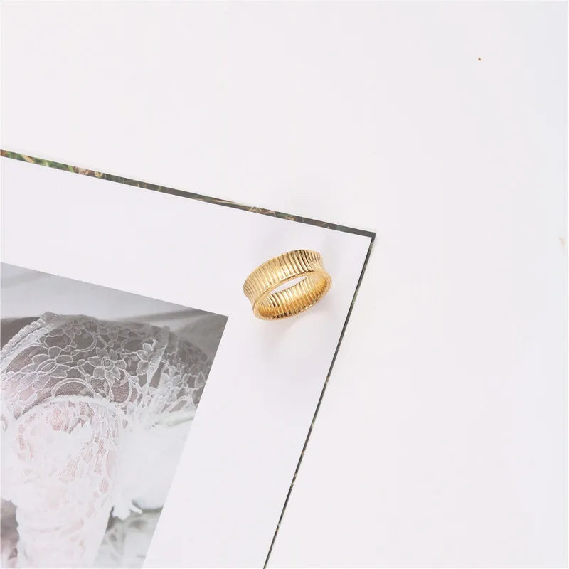 Geometric Titanium Steel Ring for Women