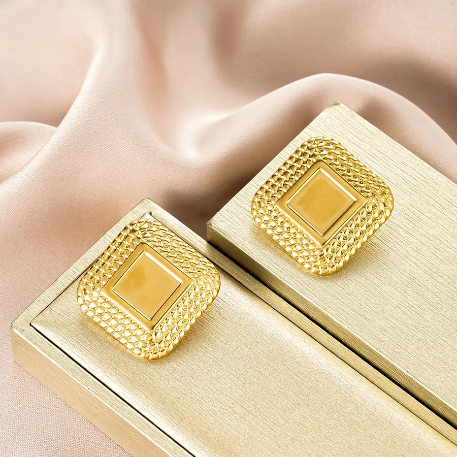Irregular 18K Gold Plated Stainless Steel Earrings E1395-A (Gold Stud Earrings Pairs)