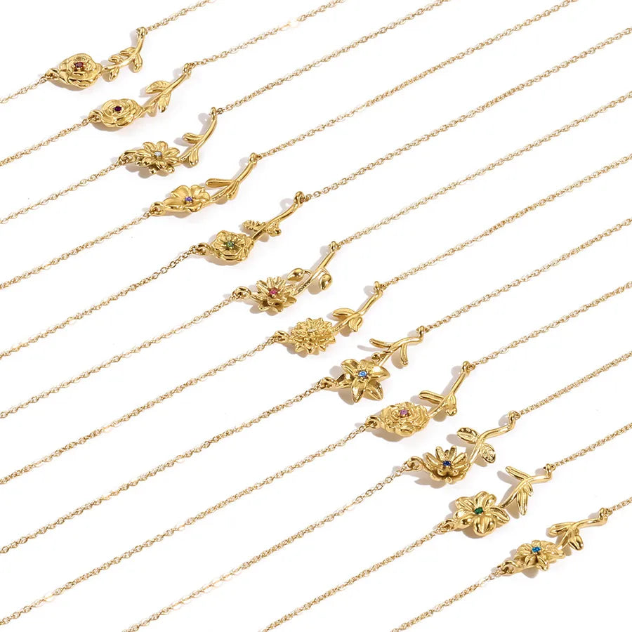 14K Gold Plated Flower Pendant Necklace