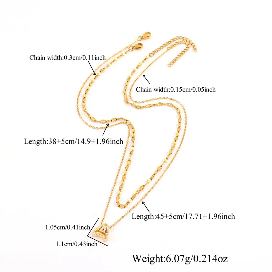 Gold Initial Pendant & Layered Chain Necklace Set