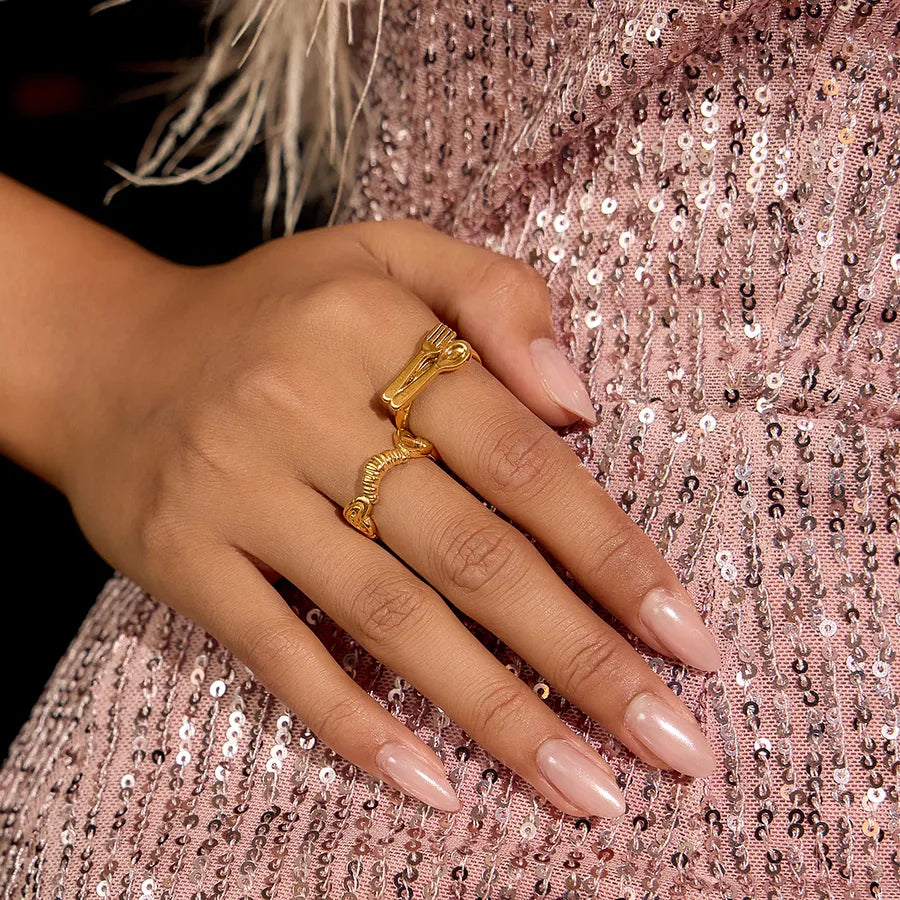 18K Gold Heart Stainless Steel Ring