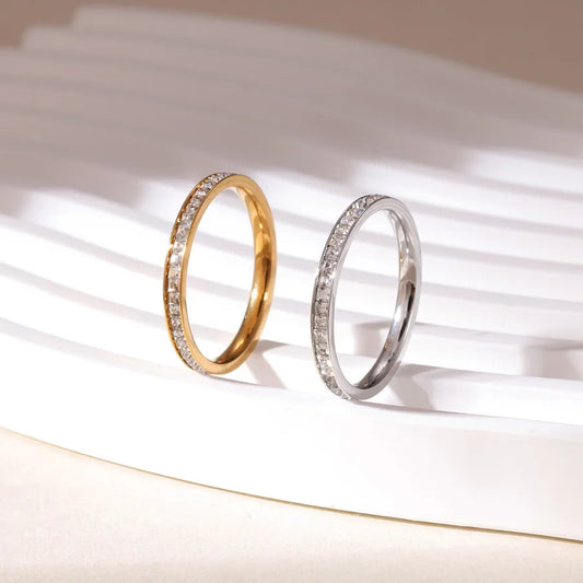 Stainless Steel Full Diamond Star Ring