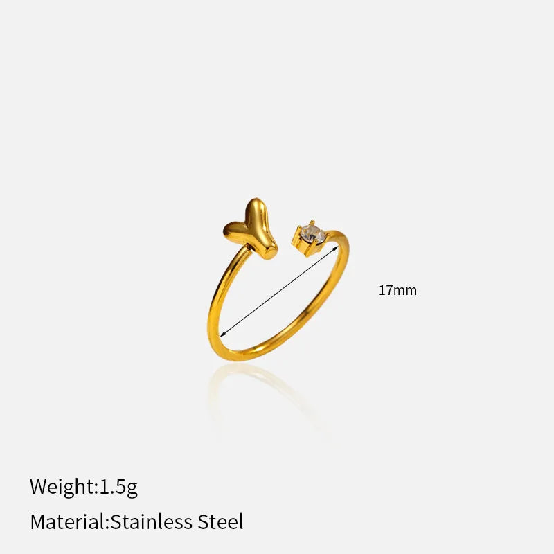 Gold Plated Adjustable Letter Ring for Women YHTSR-250710 (letter Y)