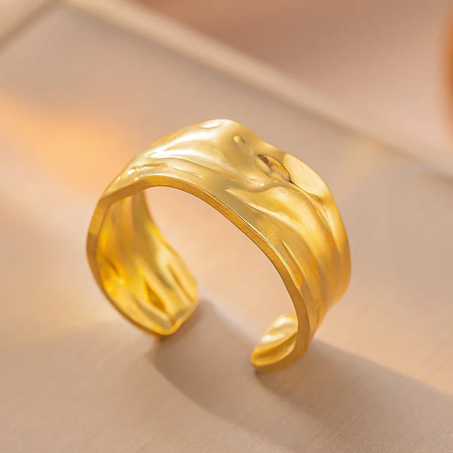 Geometric Titanium Steel Open Ring K45 Gold Ring Adjustable