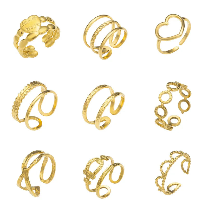 Titanium Steel Geometric Open Ring