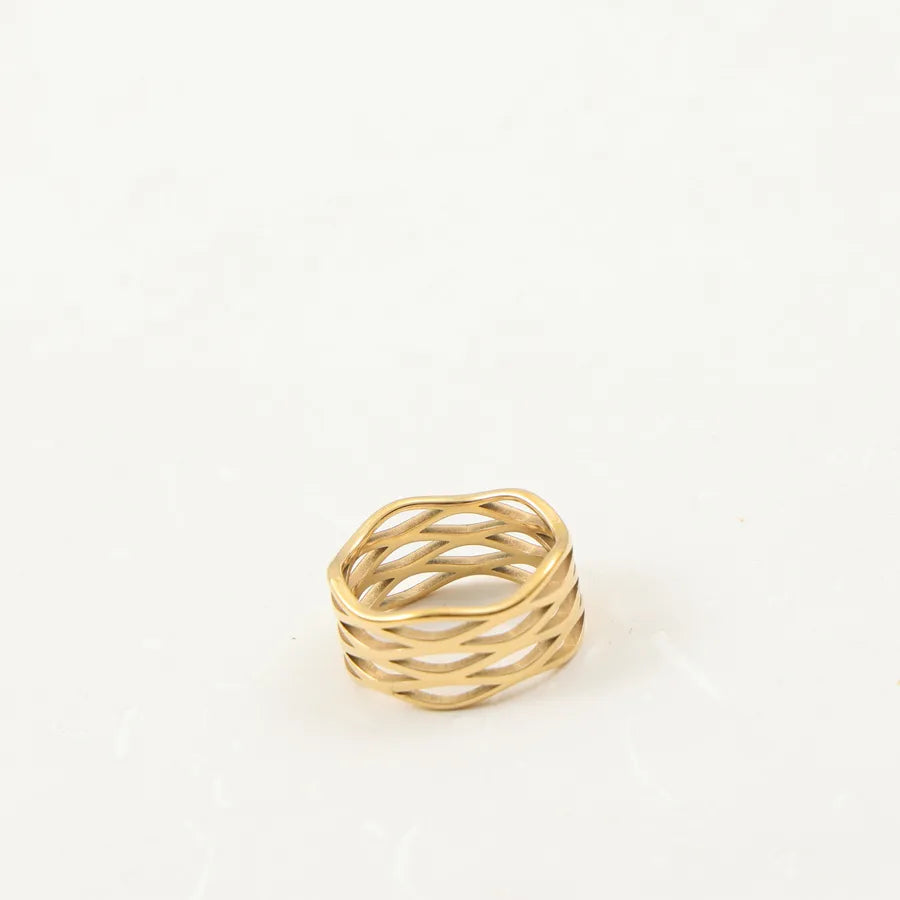 18K Gold Plated Geometric Titanium Steel Ring