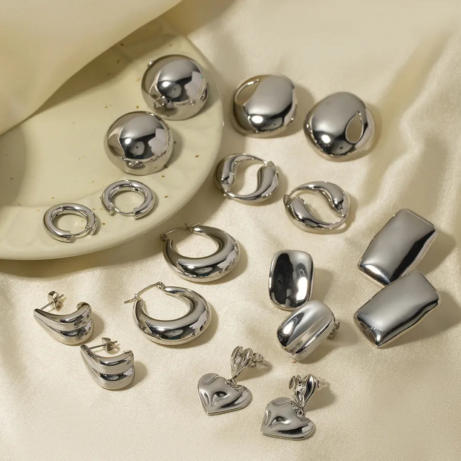 Stainless Steel Geometric Hoop Earrings