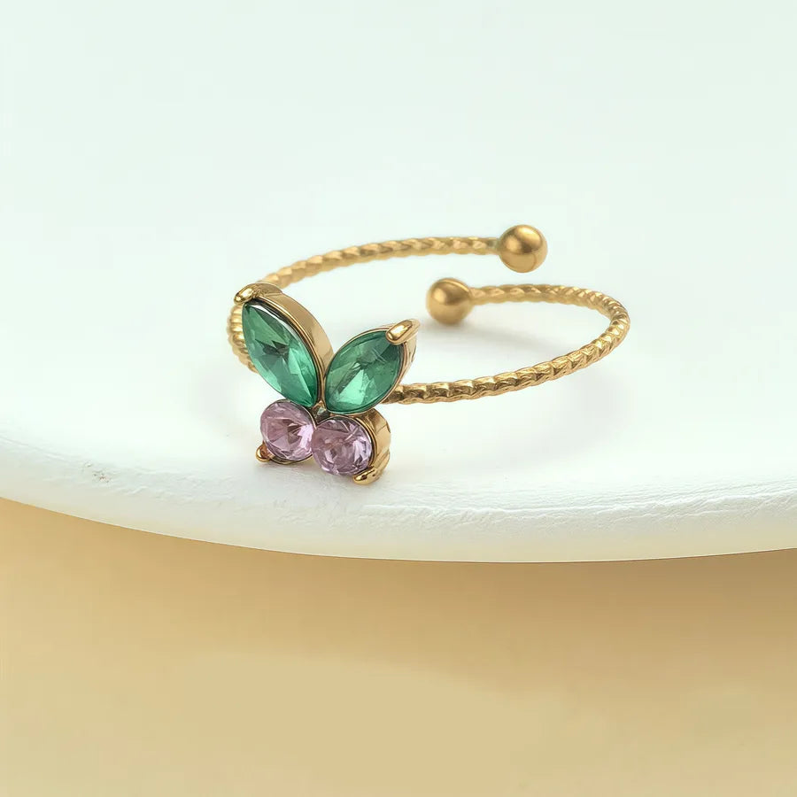 Elegant Rhinestone Knot Stainless Steel Ring JZ-25-09-038