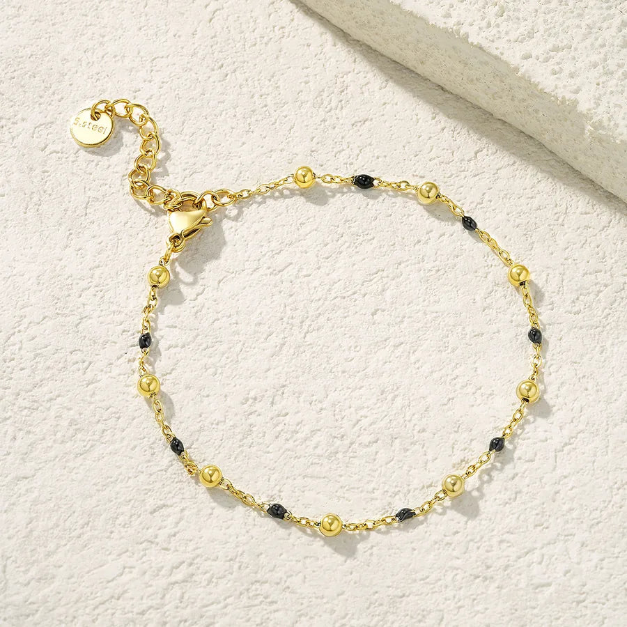 14K Gold Plated Stainless Steel Beaded Bracelet
