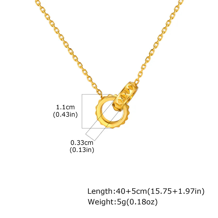 18K Gold Plated Stainless Steel Double Ring Necklace