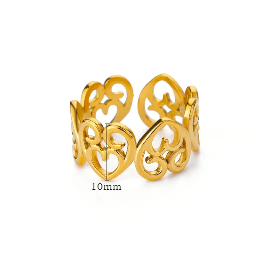 18K Gold Heart Ring – Stainless Steel, PVD Coated 7