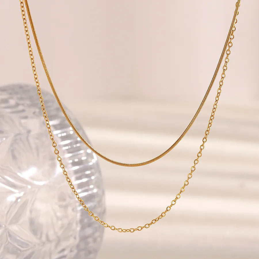 Double Layer 18K Gold Plated Stainless Steel Necklace