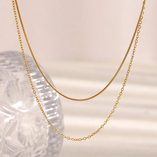 Double Layer 18K Gold Plated Stainless Steel Necklace