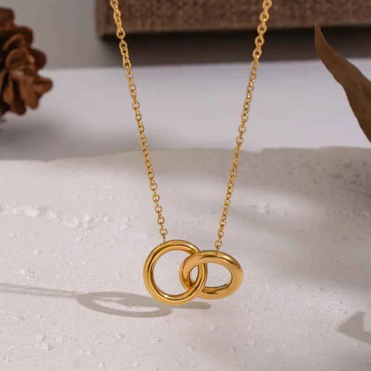 18K Gold Plated Interlocking Circle Necklace