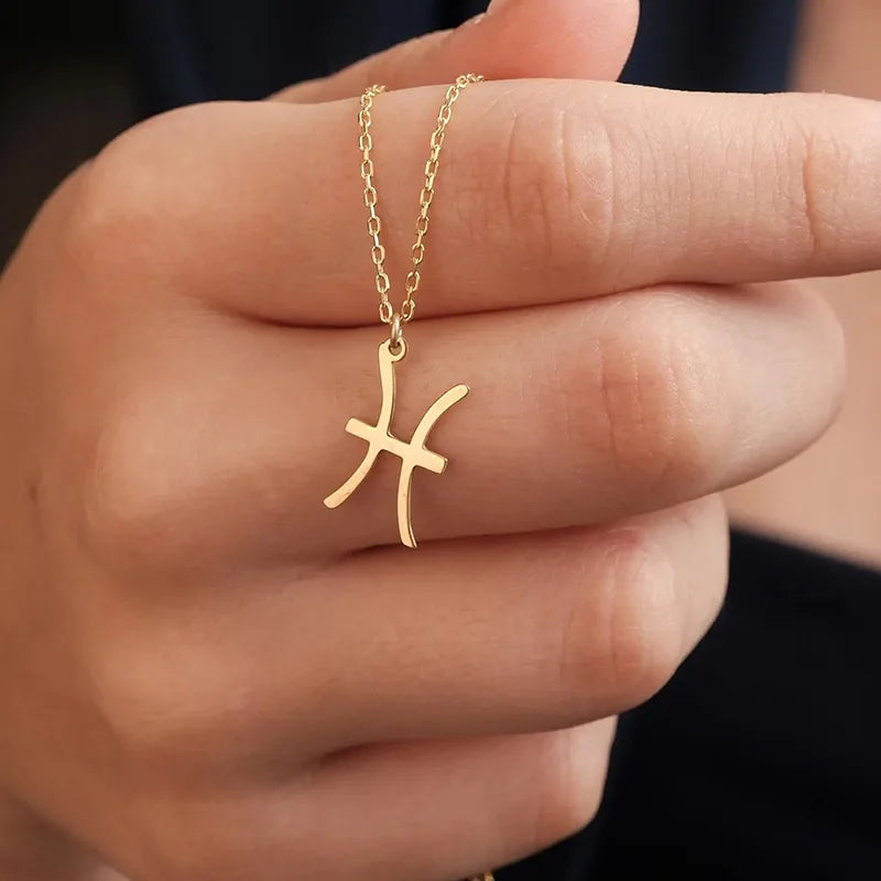 18K Gold Zodiac Pendant Necklace – Waterproof Steel
