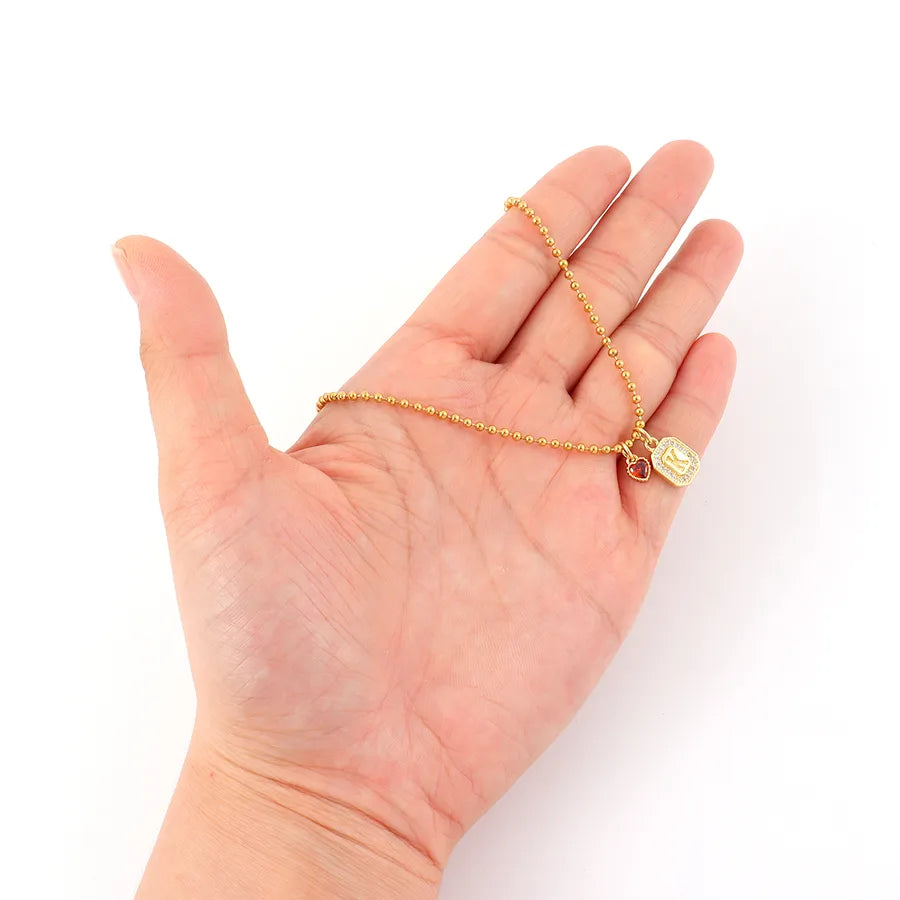 Gold Heart Crystal Pendant Necklace for Women