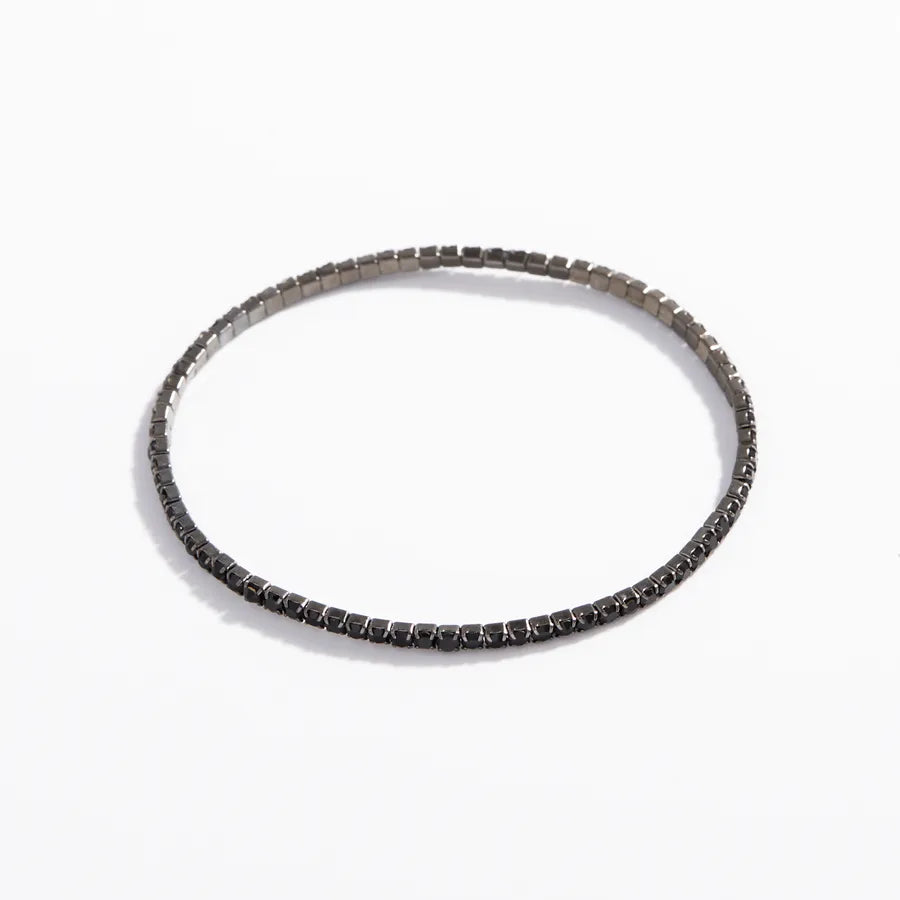 Elegant Gold-Plated Round Tennis Bracelet Black