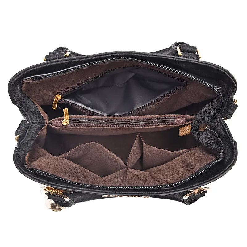 Embroidered PU Leather Crossbody Bucket Bag